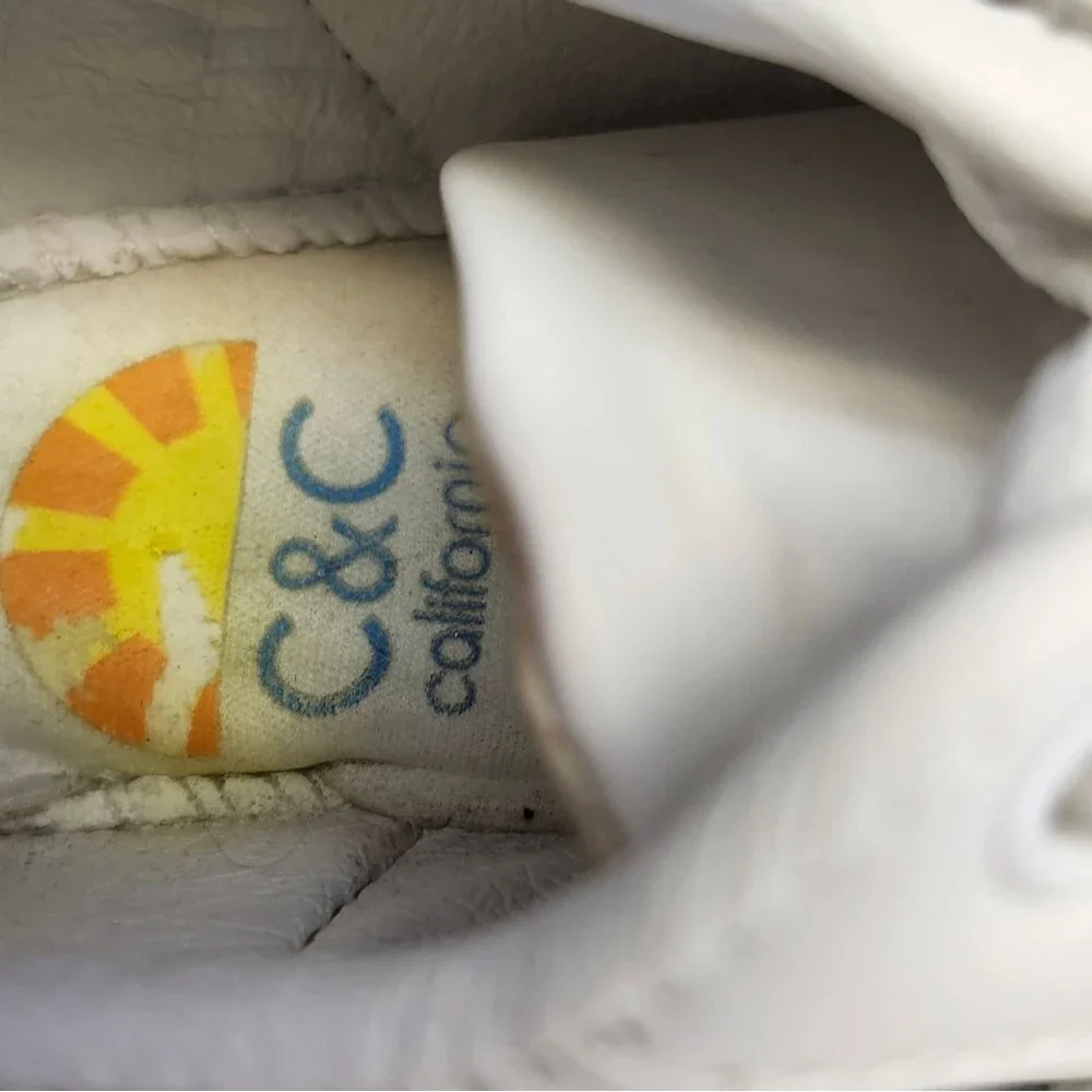 C&C California white vegan faux leather lace-up sneakers, 8.5